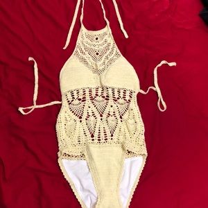 Yellow one piece bathing suit